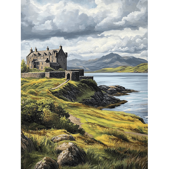 Scottish Castle Landscape Canvas Print/Wall Art，Suitable for Living Room，Bedroom，Office，Hotel，Restaurant Decoration