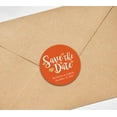 thumbnail image 3 of Darling Souvenir Personalized Bride Groom Names And Date Envelope Seals Round 45 Pcs Heart Calligraphy Save The Date Stickers - Orange, 3 of 4