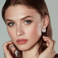 thumbnail image 3 of Lancharmed Silver Plated Womens Earrings,Wide U Shaped Bezel Earring Grandparents Gifts, 3 of 7