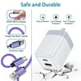 thumbnail image 5 of USB C Block, Hootek Dual Port PD20W+QC18W Type C Charger with 2Pack 6FT Charging Cable Type C Cable USB C to C Charging Cables USB C Wall Charger Adapter Type C Brick for iPhone 15 Samsung, Purple, 5 of 7