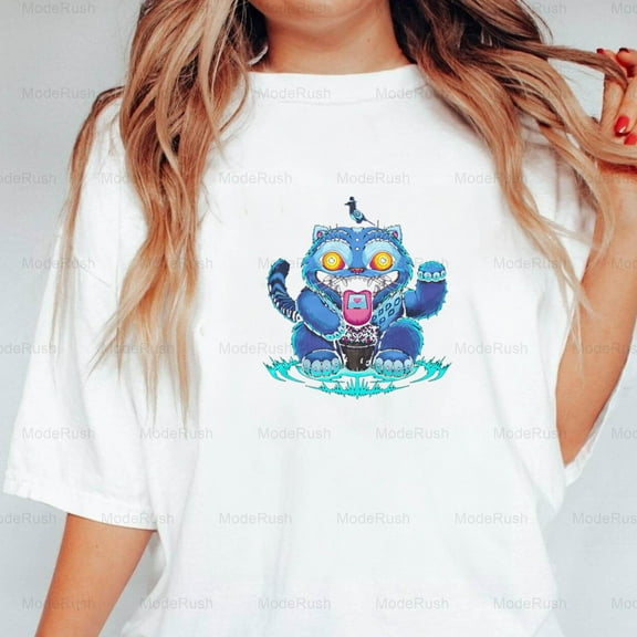 Derpy Blue Tiger Funny Animal Sarcastic Humor Quote Unisex T-Shirt, up to size 5XL-TS WHITE