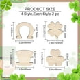 thumbnail image 2 of 8pcs Shamrock Wooden Cutouts Unfinished Wood Shamrock Clover Cutouts Shamrock/Horseshoe/Four Clover/Hat Ornaments for DIY DIY Craft Art Painting Tree Table St. Patrick's Day Decoration, 2 of 9