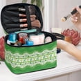 thumbnail image 4 of HELLHERO Travel Makeup Bag Polyester Makeup Brush Holder Bag Wide Open Portable Pouch Double Zip 8.86 x 6.5 x 5.9 Inches Clover Pattern, 4 of 5