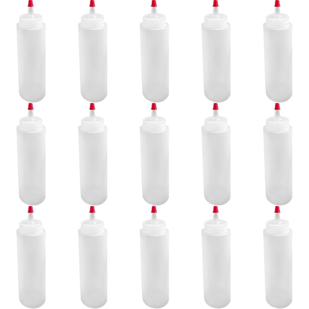 15 botellas exprimibles para condimentos, dispensadores de kétchup, salsa de soja y aderezo para ensaladas.