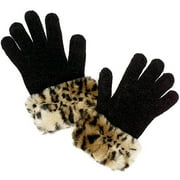 George - Chenille Glove With Faux-Leopard Trim