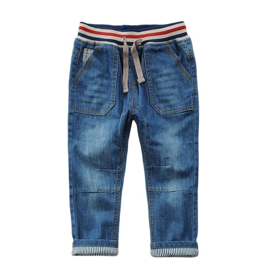 Karoyedx Cargo Jeans for Boys Toddler Boy Jeans Stretch Fit Elastic Waist Pull On Relaxed Boys Pant Active Athletic Youth Outdoor Soft Teenage Streetwear Dark Blue Size,7-8 Years