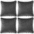 thumbnail image 1 of Unique Bargains Housse de Coussin en Velours avec Pompons pour Canapé-Lit 4 Pcs, 1 of 10