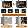 thumbnail image 5 of Shoe Rack Organizer with Door, iMountek 32 Pairs Shoe Storage Cabinet Easy Assembly, Stackable Detachable Free Standing Shoe Rack 8 Tier, 2 Rows, Black, 5 of 6