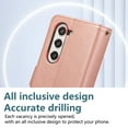 thumbnail image 6 of Phone Case for Samsung Galaxy Z Fold 5 Wallet Cover with Crossbody Shoulder Strap and Leather [RFID Blocking] Credit Card Holder Pocket Stand Cell Accessories Mobile Flip Purse,Rosegold, 6 of 10