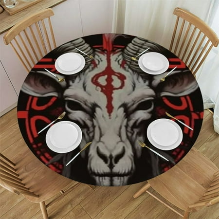

Halloween Sheep Head Monster Round Tablecloth with Elastic Fitted Table Cloth