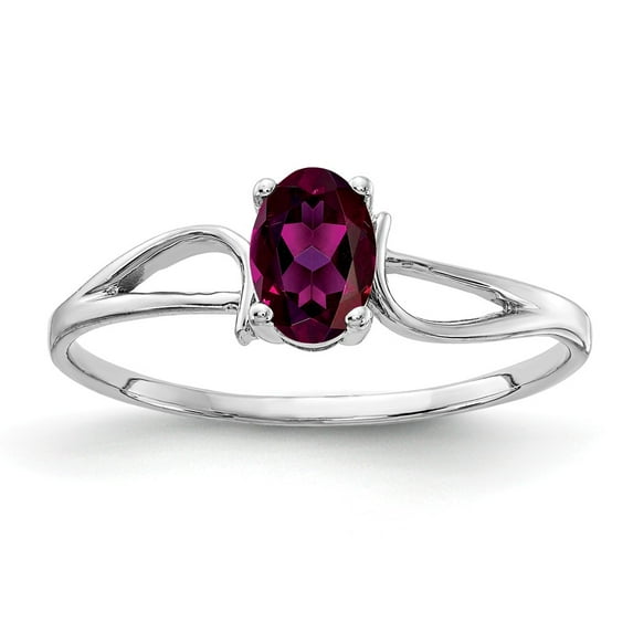 Solid 14k White Gold 6x4mm Oval Rhodolite Garnet January Red Gemstone Engagement Ring Size 6