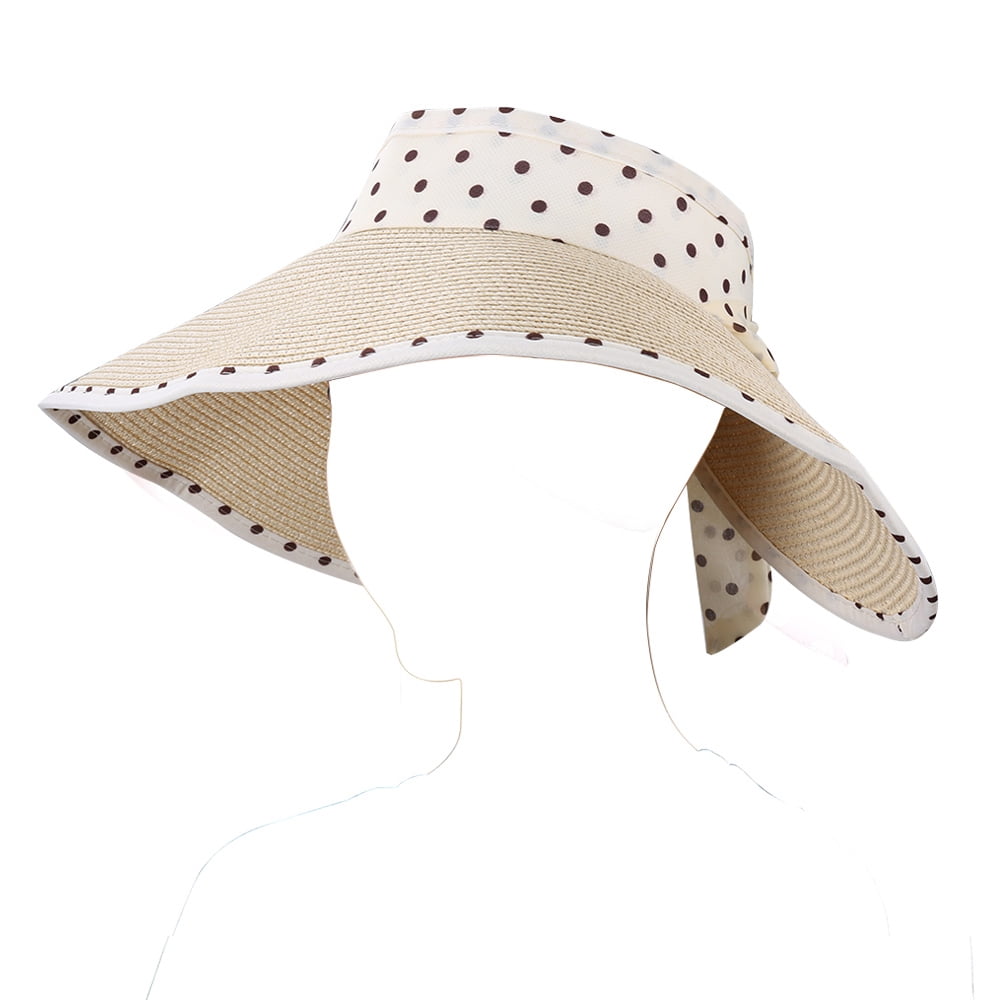 Women’s Rollable Straw Sun Visor with Bow – Adjustable Wide Brim Summer Beach Hat, Lightweight UV Shield Outdoor Travel Cap