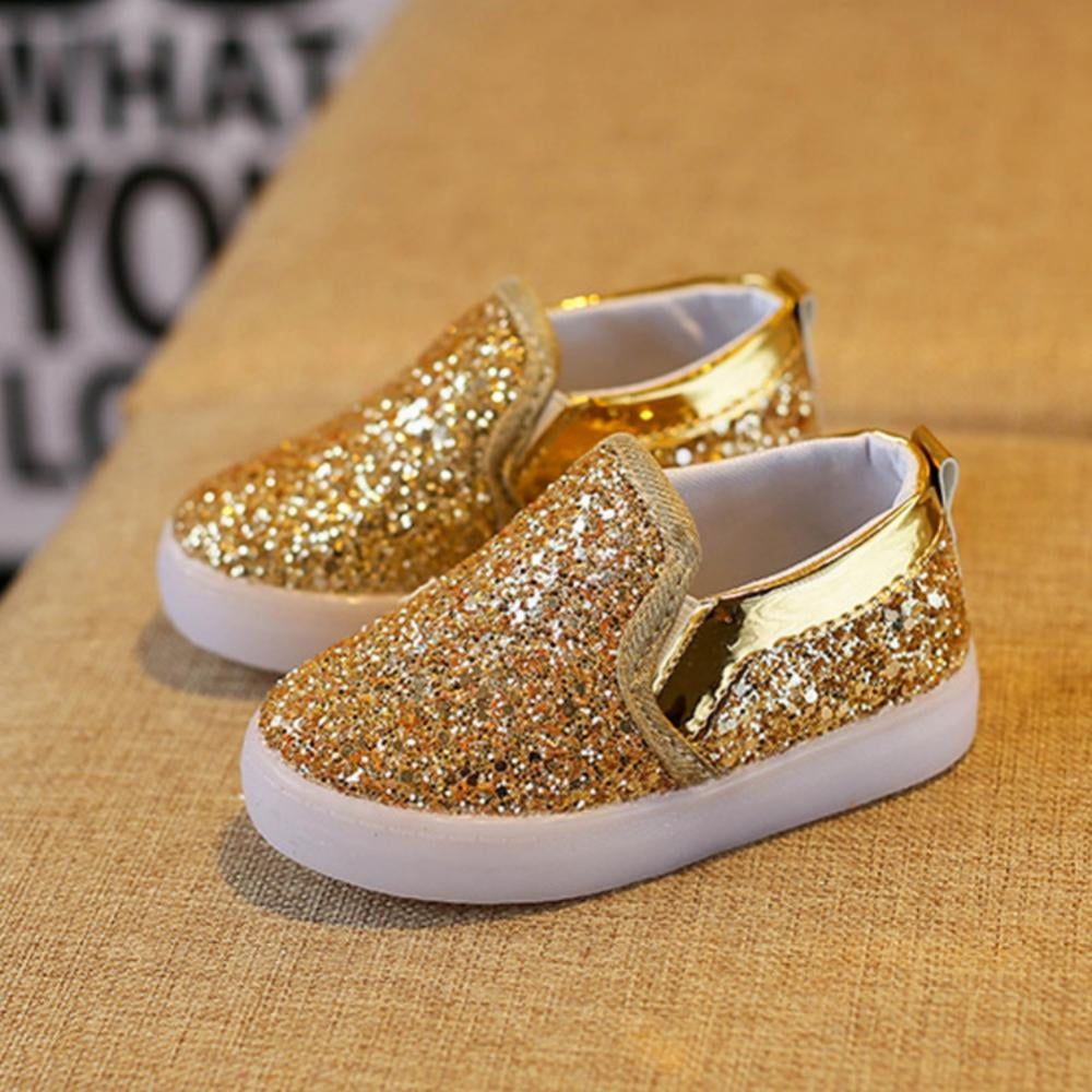 Little girl gold glitter cheap shoes