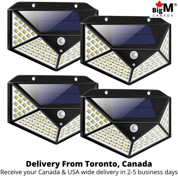 4 BigM Lampes Solaires Super Bright136 LED avec Capteur de Mouvement 270o Lampe Murale Sans Fil Alimentée par Énergie Solaire, Idéale pour Entrée Extérieure, Allée, Clôture, Terrasse, patio