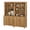 Dark Brown Wood, variant on Modern 71" Tall Bookcase with Cabinets, 2 Column 5 Tiers for Home Office,Natural Oak