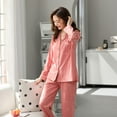 thumbnail image 3 of Defitshape Women's Cute Pajamas Cotton Pajama Set Long Sleeve Winter V Neck Fall Pjs Peach Medium, 3 of 4