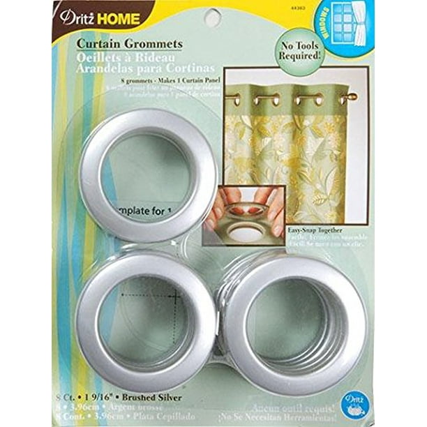 Dritz 19/16Inch Inner Diameter Curtain Grommets, 8Pack, Brushed