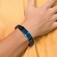 thumbnail image 2 of Stainless Steel Black and Blue Ip Plated With Silicone And Leather Bracelet 8.25 Inch 10mm Wide Link Bracelet for Women, 2 of 2