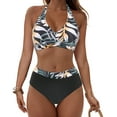 thumbnail image 4 of Trajes de baño tankini para mujer Trajes de baño para mujer Trajes de baño de 2 piezas con estampado tropical hawaiano Cami sujetador y volantes Conjuntos de baño Ropa de playa, 4 of 9