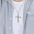 thumbnail image 6 of Men Necklace Shiny Rhinestones Cross Pendant Bamboo Chain Necklace Smooth Appearance Necklace Jewelry Gift, 6 of 7