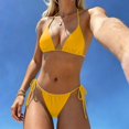 thumbnail image 2 of DHFJKG Bikini Sets For Women Solid Color 2 Piece Swimsuits Halter Tie Side Triangle Bathing Suit With Thong Bottoms Trendy Beachwear, 2 of 4
