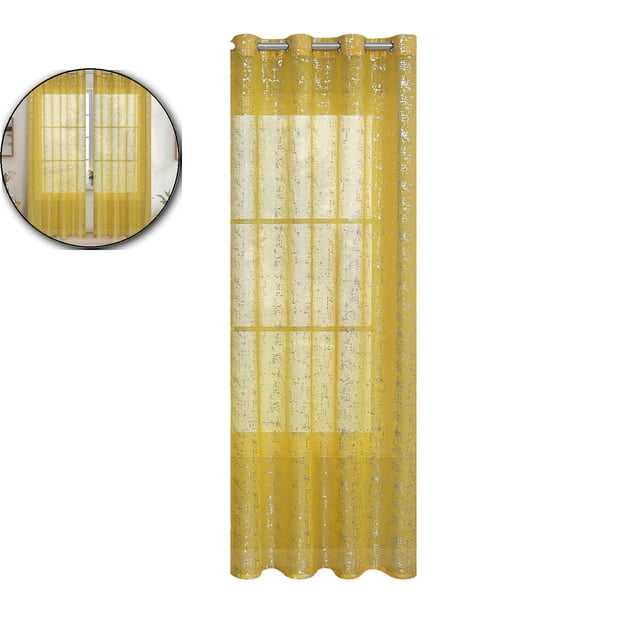 Sheer Curtains 98 Inches Long – Semi-Transparent Window Drapes with Embossed Pattern – Grommet Top Privacy Light Filtering Fabric for Bedroom, Living Room & Study (39"x98")