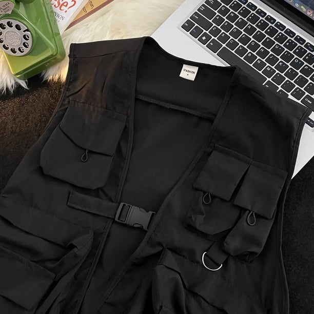 Estilo ropa de trabajo fresco elemento de personalidad diseño chaleco corto hombres y mujeres mismo chaleco abrigo de moda para parejas