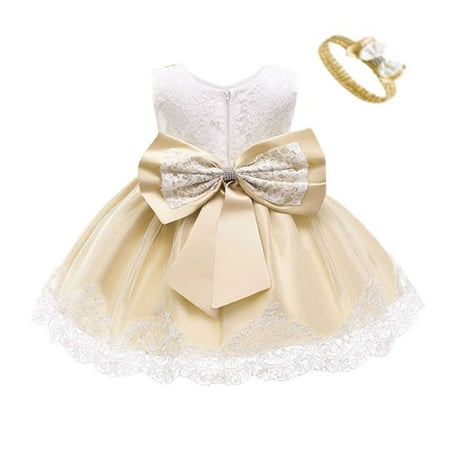 

KI-8jcuD Baby Girl Dress Clothes Baby Girls Lace Bowknot Princess Wedding Formal Tutu Dress+Headband Set Clothes Features Girl Dress for 3 To 7 Years Dresses for Birthday Girls Preschool Dress Littl