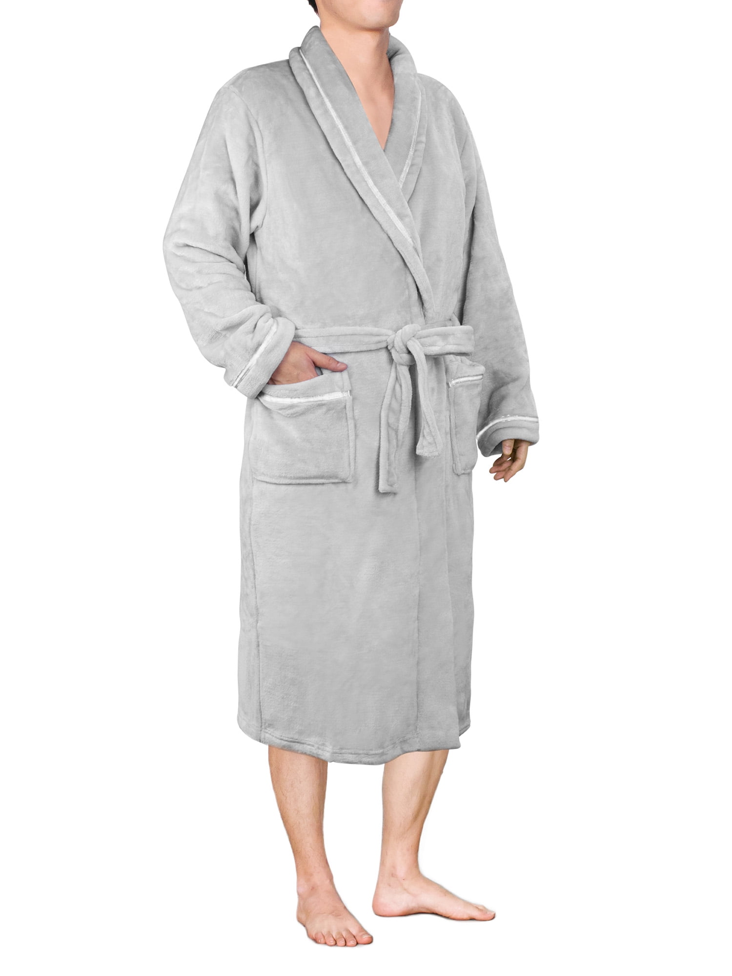 Pavilia Mens Plush Fleece Robe with Shawl Collar Soft, Warm