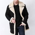 thumbnail image 5 of Men Overcoat Faux Fur Integrated Plush Lining Thickened Turndown Collar Coldproof European Style Faux Leather Lapel Jacket Coat Streetwear, 5 of 7