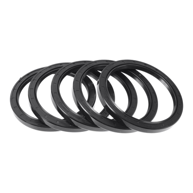 Sello de aceite universal Unique Bargains TC de doble labio con resorte de acero, anillo de sello para eje rotativo 90x110x10mm, caucho nitrilo de alta presión, negro, 5 piezas