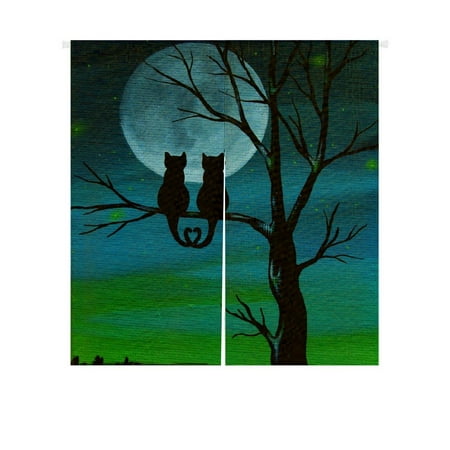 Night Door Curtain - GCKG Cute Cat Moon Night Doorway Curtain Japanese Noren Curtains Door Curtain Entrance Curtain Size 85x90 CM