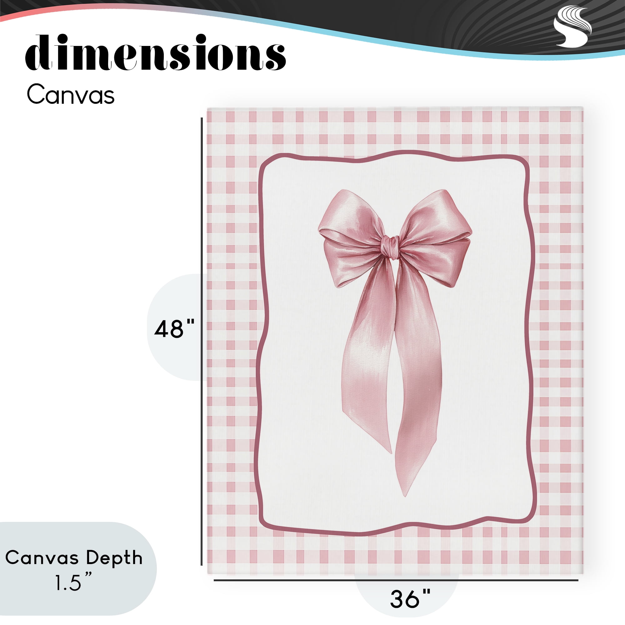 Stupell Industries Pink Gingham Ribbon Canvas Wall Art, design by Christine Simpson Art