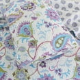 thumbnail image 4 of Juego de cama reversible con estampado floral de cachemira, color lila, lavanda y morado, cubrecama ligero para todas las estaciones (morado, tamaño Queen, 3 piezas), 4 of 5