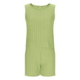 thumbnail image 3 of Comfy Summer Outfits for Girls Sleeveless Tank Tops Shorts Sets Crew Neck Teen Girl Loose Fitting Loungewear Green, 12-13 Y, 3 of 7