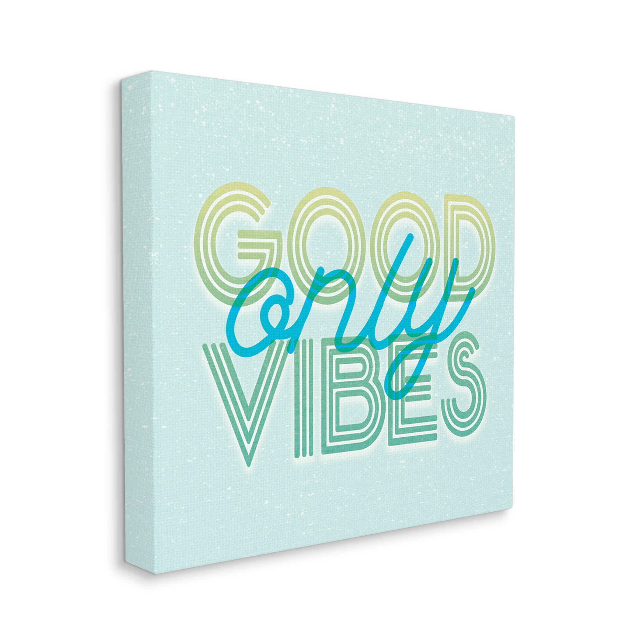 Stupell Industries Good Vibes Only Blue Retro Graphic Art Gallery Wrapped Canvas Print Wall Art, Design by Lil' Rue