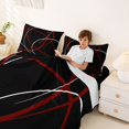 thumbnail image 3 of Homewish Red White Lines Queen Sheets,Abstract Modern Queen Sheet Sets,Black Red,4 Pieces,1 Flat Sheet, 1 Fitted Sheet and 2 Pillowcases, 3 of 6