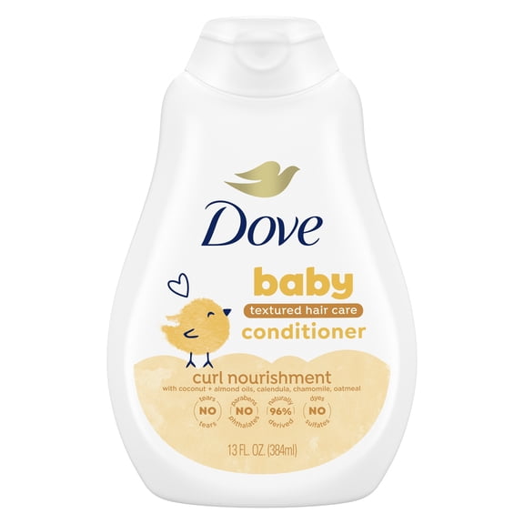 Baby Dove Textured Hair Care Baby Conditioner For Baby's Curly Hair Curl Nourishment Tear Free and Softening ,13 fl oz