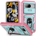 thumbnail image 1 of KOMI Case for Pixel 8, Slide Lens Protective Case Shockproof Impact Resistant with Kickstand Cover Case for Google Pixel 8 Pink Green, 1 of 5