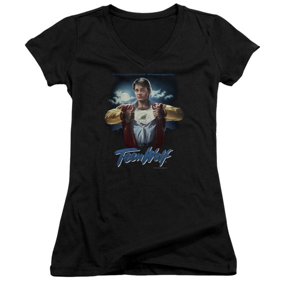 Teen Wolf Poster Junior Women's V-Neck T-Shirt Black