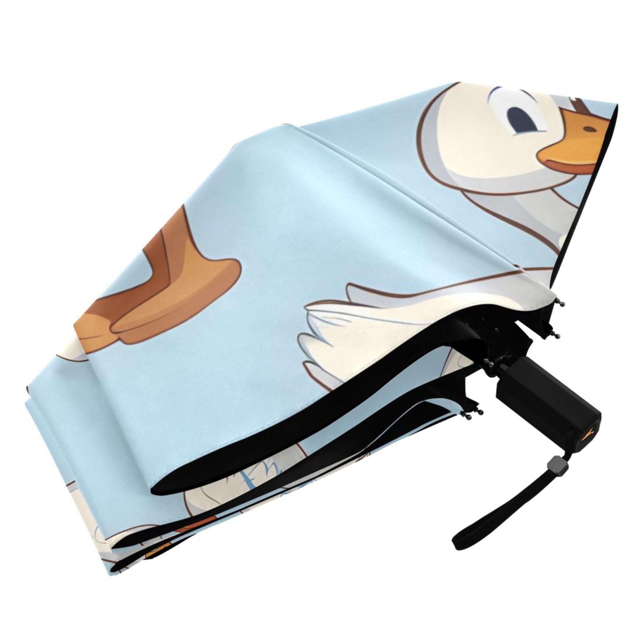 Cartoon Duck Compact Sun Umbrella Windproof Travel Umbrellas for Rain Strong Portable UV Protection