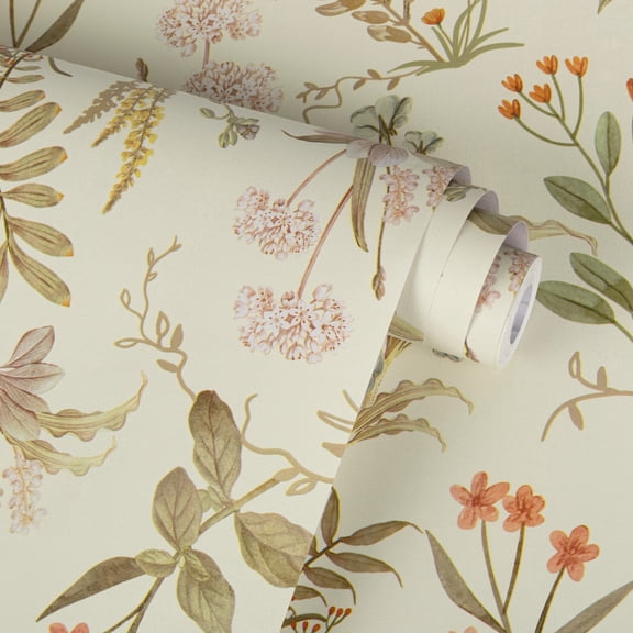 UMIGGEE Beige/Yellow Floral Wallpaper Multicolor Peel and Stick Wallpaper Self Adhesive Wall Paper 17.3-in x 118-in Contact Paper for Home Mural Wall Decor Wall Covering Old Furniture Renovation