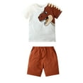 thumbnail image 2 of DAETIROS Dinosaur Outfit for Little Boys-Soft Cotton Dino Short Sleeve Top and Cute Shorts Boys Summer Clothes Brown Size 3-4T, 2 of 3