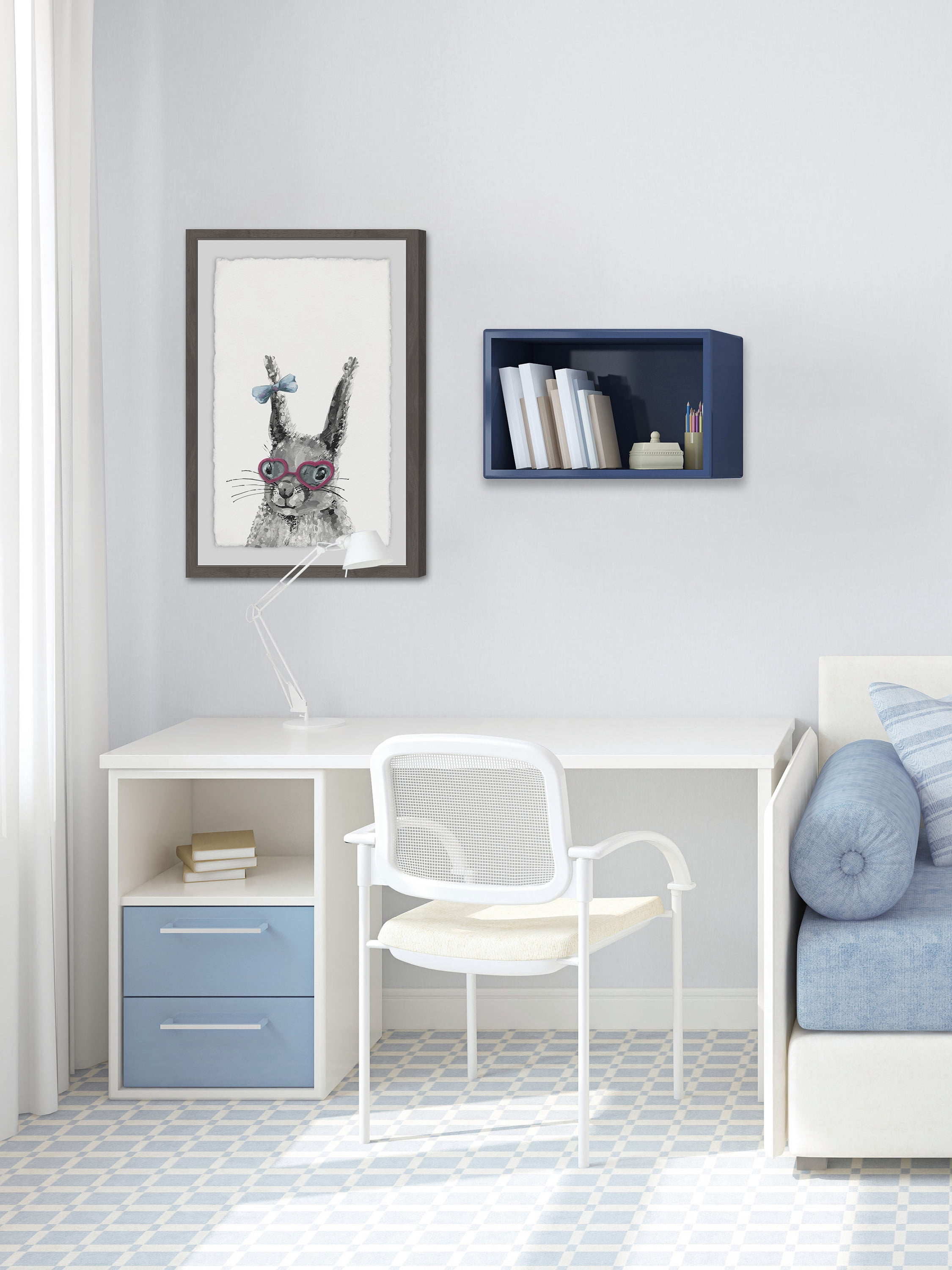 Bow On Bunny Framed Painting Art Print, 24.00" x 1.50"