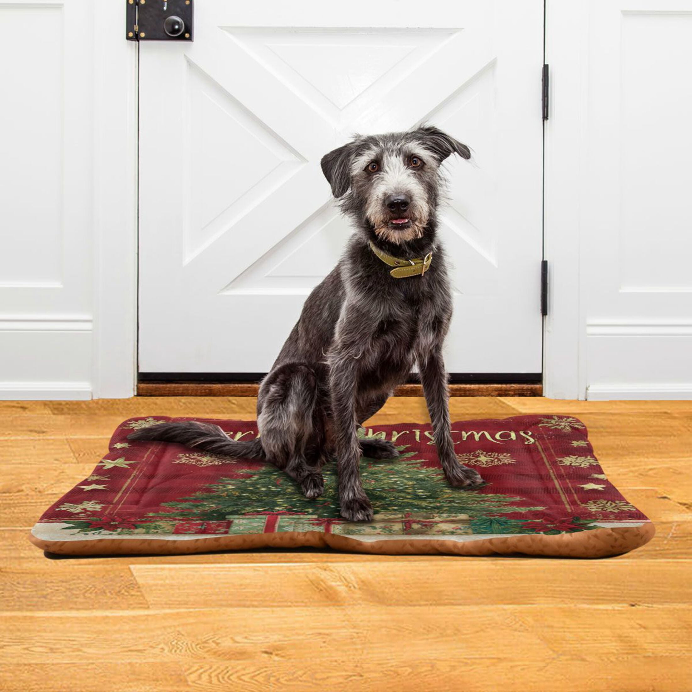 Qxltty Christmas Tree Ped Pad Wear-resistant and Hard to Bite Through Sleeping Pad for Small Medium Large Dogs Winter Pet Bed 36×24in