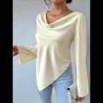 thumbnail image 4 of Blusas de Mujer con Cuello Vuelto, Larga, para Profesora, Oficina, Negocios, Elegantes, Informales Albaricoque S, 4 of 10