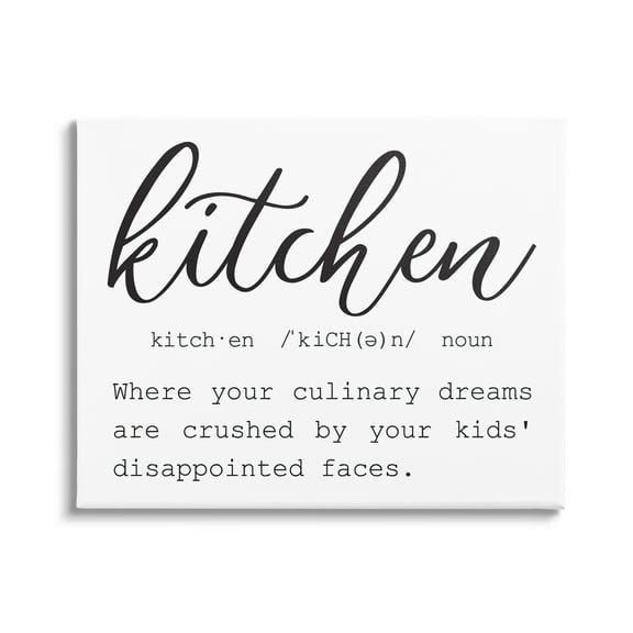 Stupell Industries Funny Kitchen Phrase Definition Cooking Typography Graphic Art Gallery Wrapped Canvas Print Wall Art, Design by Lettered and Lined