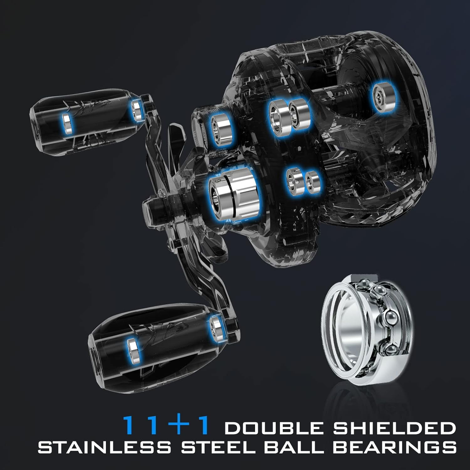 KastKing Baitcasting Fishing Reel, 6.7oz, 17.64 LBs 11+1 Shielded BB, 7.2:1 Gear Ratios- MegaJaws