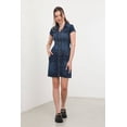 thumbnail image 3 of Banny Jeans ® Women's Navy Blue Denim Short Sleeve Dress Collared Neck Zippered Jean denim dress Summer Outfits for women, 3 of 5