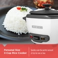 thumbnail image 3 of Black+Decker 3-Cup Cooked, 1.5-Cup Uncooked Rice Cooker, w/ Steaming Basket & Removable Non-Stick Bowl, One-Touch, White, 3 of 8